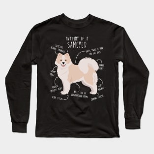 White and Biscuit Samoyed Dog Anatomy Long Sleeve T-Shirt